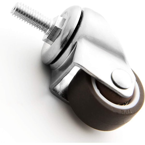 4 Pakke Møbelhjul med Sving - M6 x 15mm med 25mm Gjenge - Myk Gummi - TPE Gjenge - Mini Møbelhjul (25mm){EE}