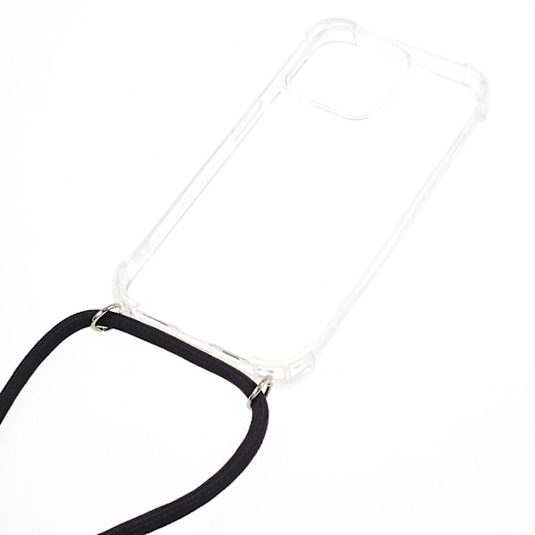 För Iphone 15 Pro Anti-droppskydd Tjocka fyra hörn transparent Tpu mobilskal med snöre