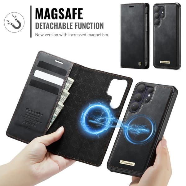 Magnetic RFID Blocking Leather Case for Samsung Galaxy S26 Ultra 5G Svart