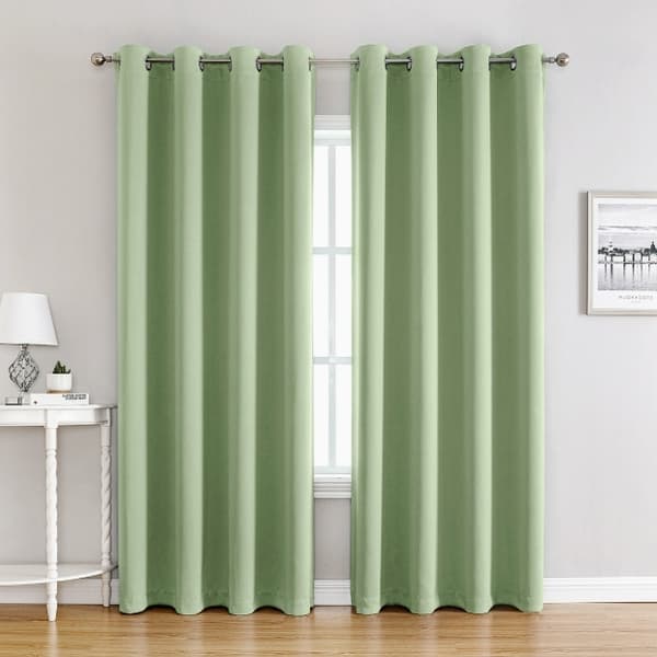 Mörkläggningsgardiner Termiskt Isolerad Enkel Panel med Ringar för Sovrum Kontor 100x250 cm Ljusgrön