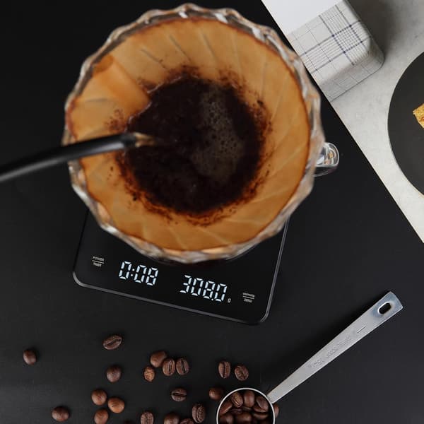Precision USB Uppladdningsbar Köksvåg Digital 3kg 0.1g med Timer för Matlagning Bakning Kaffe Svart