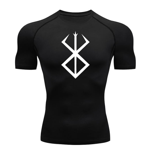 Anime Berserk Print Men's Compression Shirts Short Sleeve Gym Workout Fitness Undershirts Quick Dry Athletic T-shirt T-shirts Tops Black 1 L