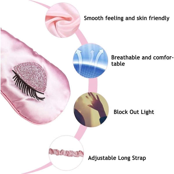 Satin Sovmask Mjuk Siden Ögonbindel Flickor Kvinnor Nattmask Skydd Sovmasker för Vuxna Par Kärlek Alla hjärtans dag
