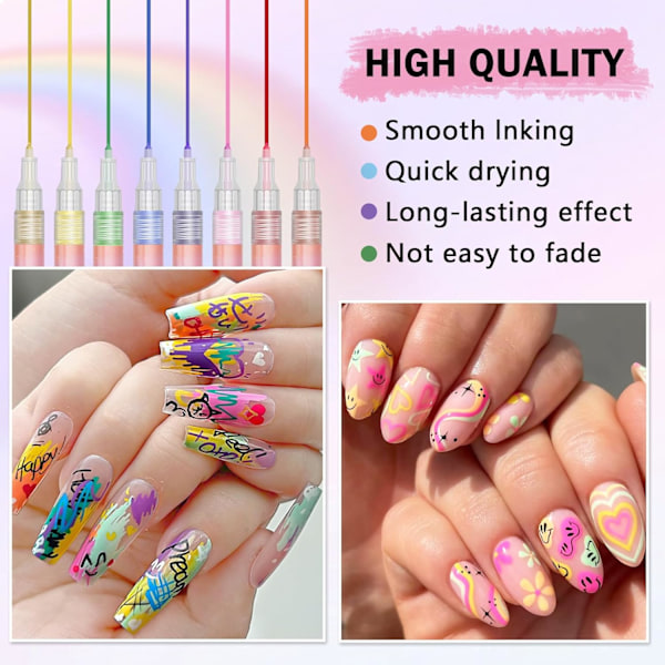 12 Färger Nagelkonstpennor för Nagelkonstdesign Akrylfärg Nagelkonstmarkörer Ritning Målning Nagelkonst Graffiti Penna Snabbtorkande Vattenbaserad{hh]