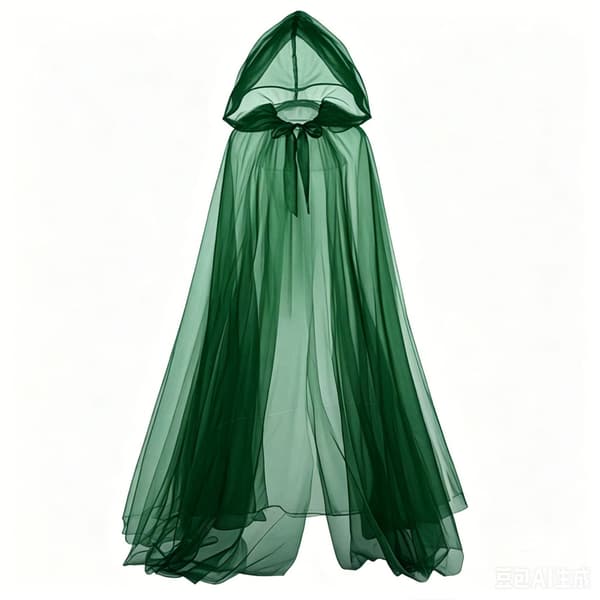 Witch Scarlet Halloween-kostym cape lång mesh huva cosplay mantel mörk stil White 2-layer One size fits all