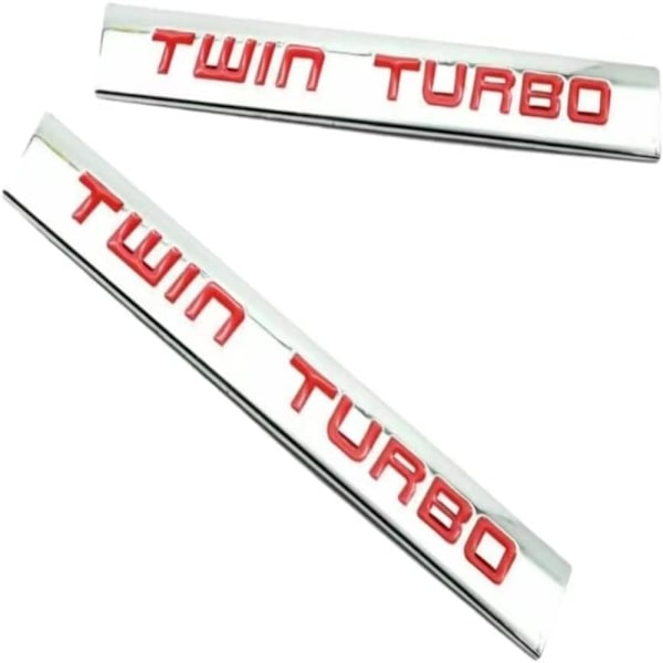 2 kpl 3D Twin Turbo -merkki Metallikirjainlogo Auton tunnusmerkki