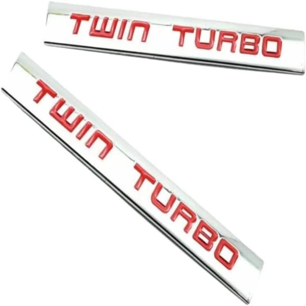 2 st 3D Twin Turbo Emblem Metall Bokstav Logo Bil Emblem Badge