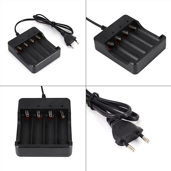 4-roms batterilader for 18650 litium oppladbart batteri EU-plugg