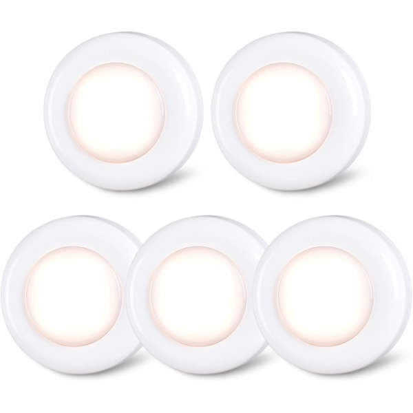 Tap Light Push Lights, Stick on LED Touch Puck Lights AAA Battery Operated, Press Spot Lights Indoor (2.8inch, Warm White, 5 Pack)