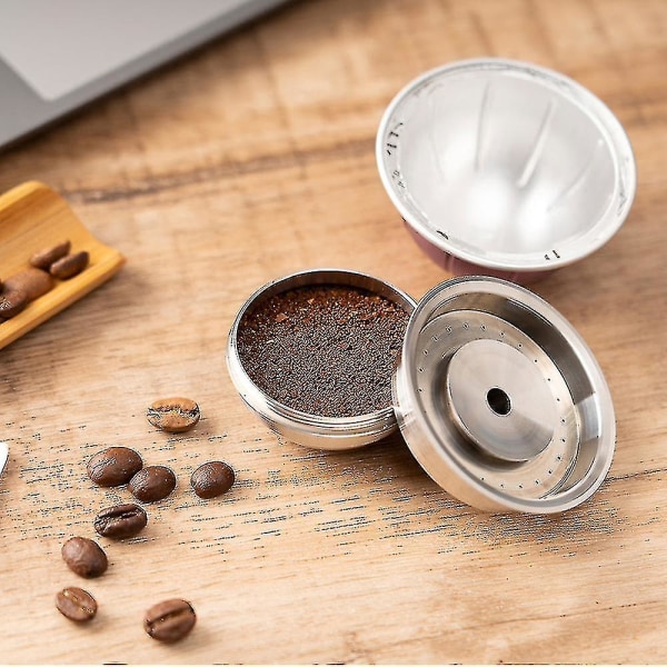 Silver fyllbara kaffekapslar i rostfritt stål - Återanvändbara kaffekapslar set kompatibel med Nespresso Vertuo kapsel