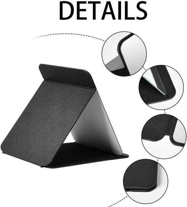 Fällbart bordspegel med PU-läder smink spegel, bärbar resespegel, fällbart spegel med stativ bärbar 18*25cm