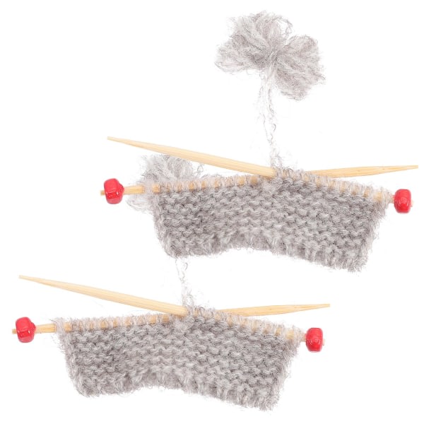 2pcs Simulation Knitted Sweater Props Miniature Knitted Sweater Mini House Accessories（6x2cm，Grey）