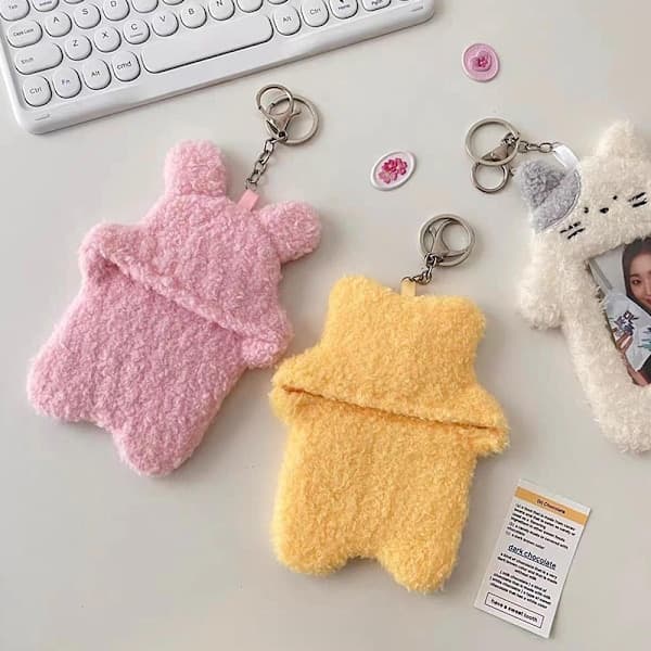 e Cat Plush Photocard Holder Kpop Idol Photo Case Protective Pink Pink