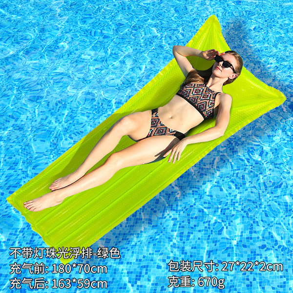 Ny oppustelig flydende række udendørs foldbar ryglæn klemme net flydende seng vand oppustelige forsyninger loungestol flydende seng Single float without light (green) EU patent CE certification