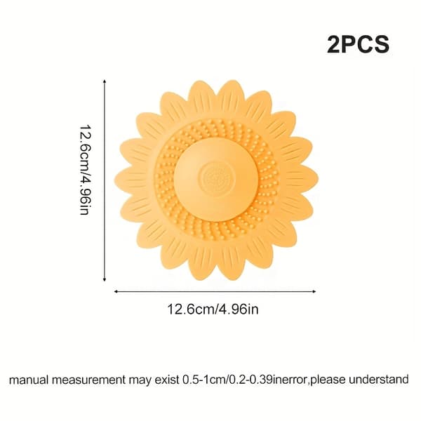 2-pack solros silikon avloppsskydd - diskbänk hårfångare, luktsäker matta för badrum och kök White 2pcs