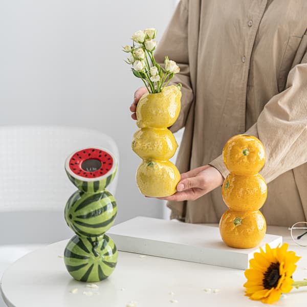 Nordisk minimalistisk fruktblomvas bordsdekoration 441 Three-Layer Lemon