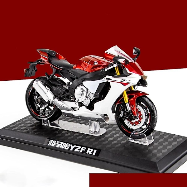 1:12 Skal Yamaha YZF-R1 Legeringsscooter Sportmotorcykel Diecasts Barnleksaker Motorcykelfordon Racingmodellbil Repliker Present till Pojkar Red