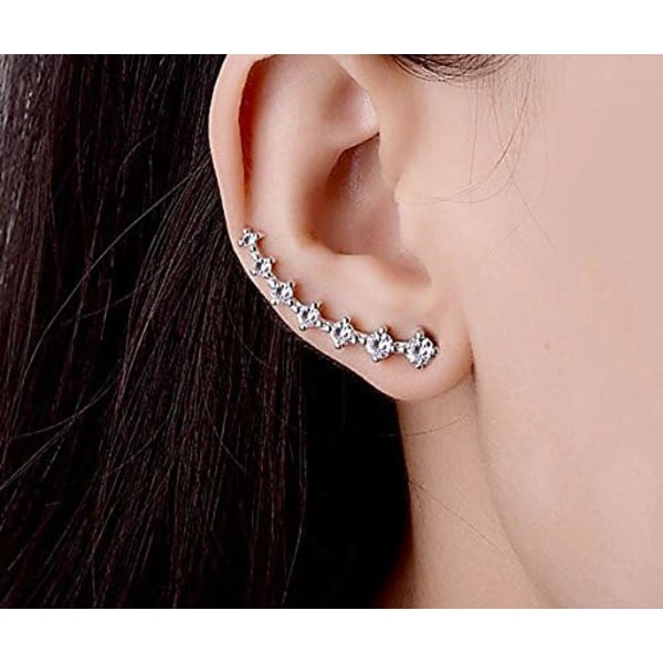 Kristallörhängen Manschettklämma Öronklättrare S925 Sterling Silver Hypoallergena Örhängen