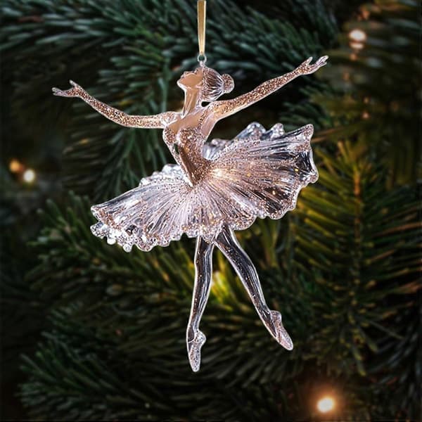 Glittrande Ballerina Julgransprydnad 2D Akryl Ballerina Dansande 9 cm Ref: 6706
