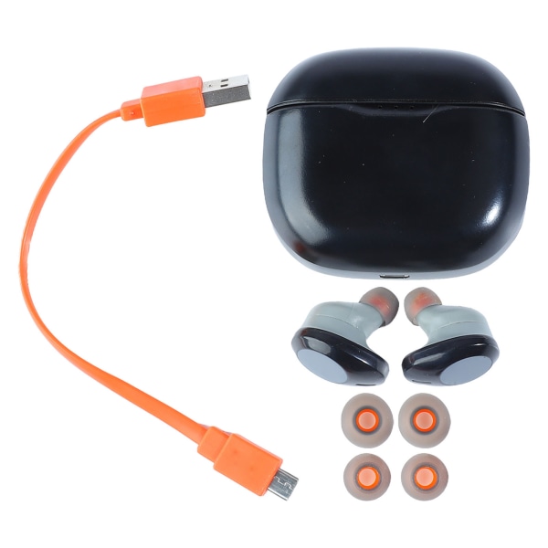 Bluetooth hörlurar Stereo brusreducering Trådlösa hörlurar med case för sportkörning Resor Svart