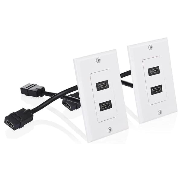 2-pak 2-portars -kompatibel vægplade i hvid (4K UHD, ARC og Ethernet Pass-Thru-understøttelse)
