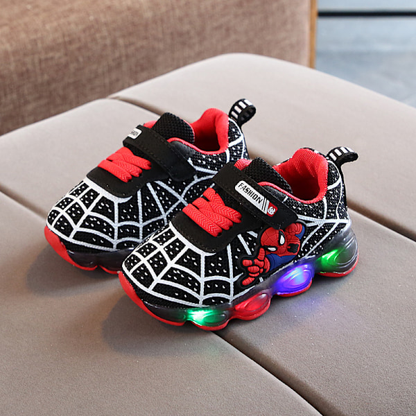 Kids Sports Shoes Spiderman Lighted Sneakers Kids Led Luminous Shoes For Boys black black