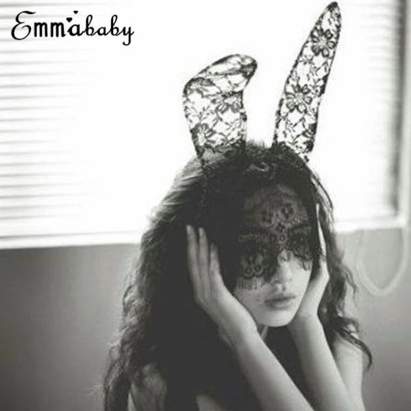 Sexig Svart Spets Maskeradmask Dam Halloween Kostymfest