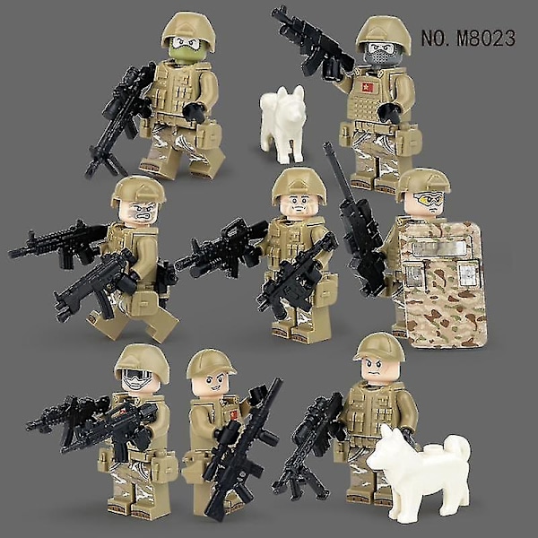 8 stk. Bypoliti SWAT Hær Mini Figurer Soldat Serie med Tilbehør Byggeklodser Mini Figurer Børn DIY