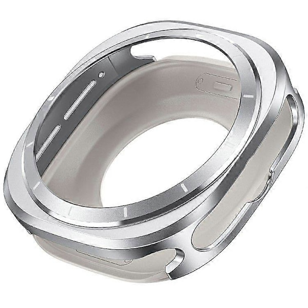 Skyddsfodral för Samsung Galaxy Watch Ultra 47mm, Klockram i aluminiumlegering PC{ee】 Silver White