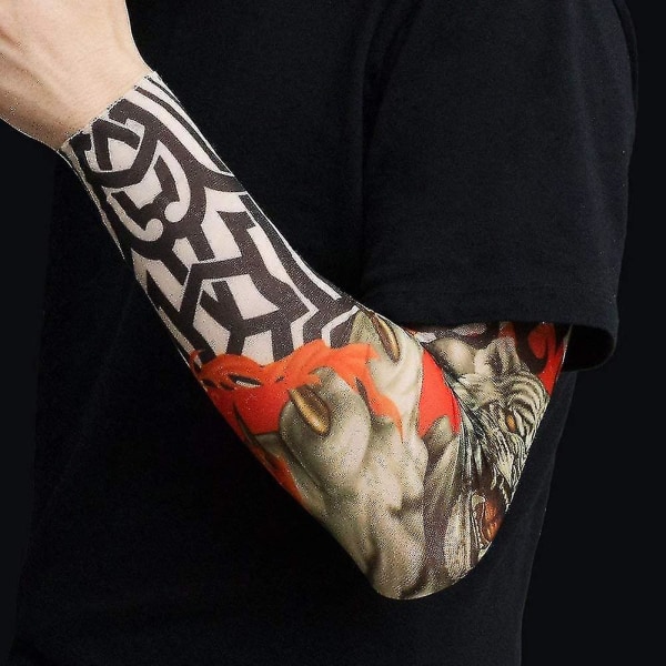 6 st Coola tatueringsärmar Armstrumpor, falsk tillfällig tatuering, stretchigt cover för man kvinna mode