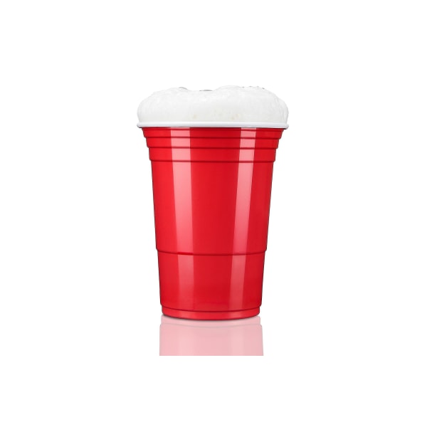 100 ölpongkoppar återanvändbara | Festmuggar 473ml - 16oz | Beer Pong, Red Cups Extra Stark | Röd plastkopp