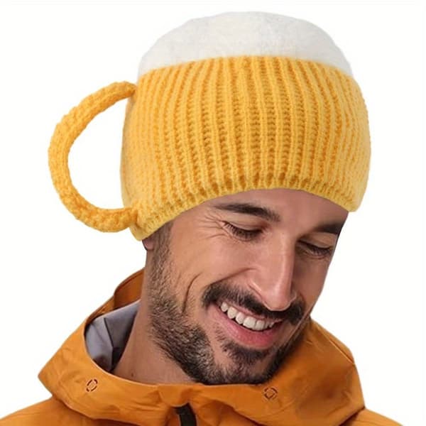 Ölsejdel Mössa Stretchig Vinterstickad Mössa Lekfull Humledesign Yellow