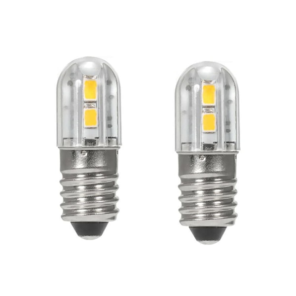 2-pak E10 6V LED-pære med 2835 skruebase 4 SMD-brikker Gul oppgradering for hodelykt lommelykt