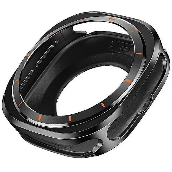 Skyddsfodral för Samsung Galaxy Watch Ultra 47mm, Klockram i aluminiumlegering PC{ee】 Black White