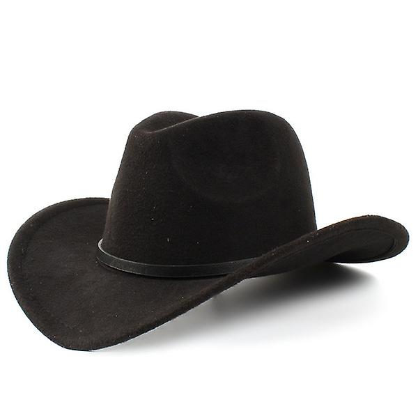 Unisex Voksen Uld Denim Western Hat Bredbremmet Hat Vintervarme (Sort)