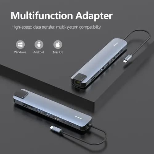 8-i-1 hub med USB-C til HDMI & Ethernet