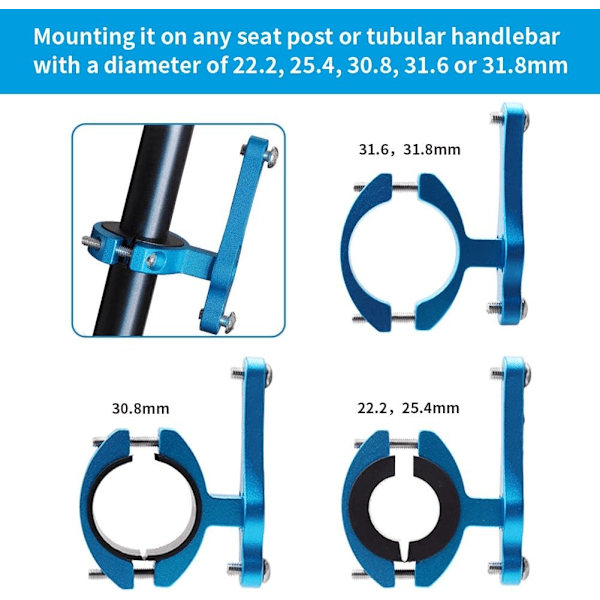 (Blå, 8 × 7 × 2 cm) Flaskhållare Adapter Aluminiumlegering Cykelflaskhållare Mountainbike Flaskhållare Barncykel Flaskhållare