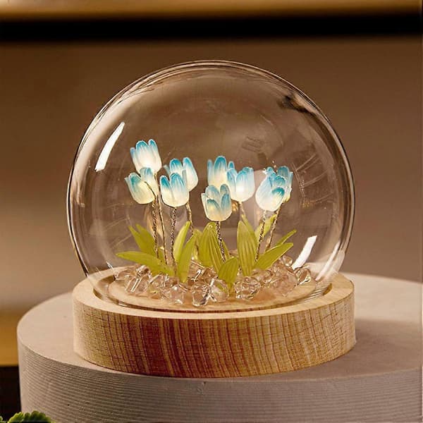 DIY Håndlaget Tulip Nattlys, Dekorativ Blomsterlampe, Soverom Nattbordsrom Dekor, Perfekt Gave til Jenter blu blue Complete set