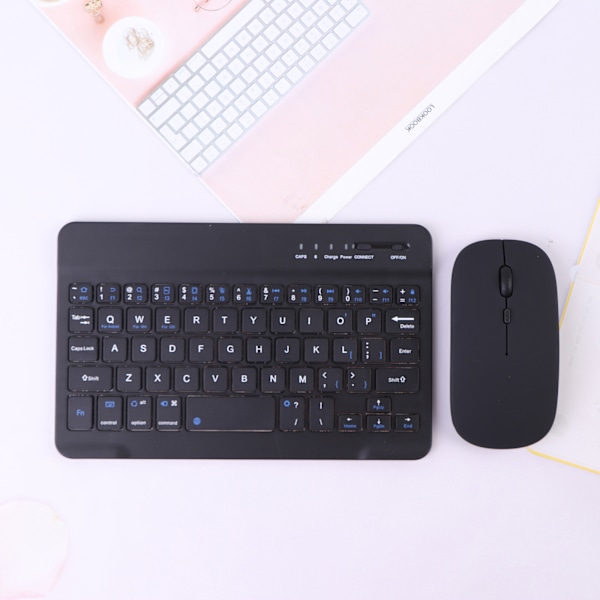 Trådlöst tangentbord Tablet Dator Bluetooth Tangentbord Mus Set Black