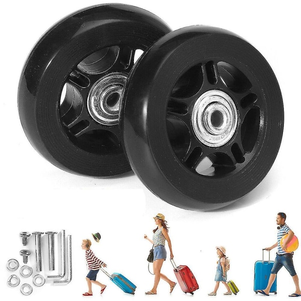 1 par Bagage Spinner Wheels Byte Lågt ljud resväska Gummi Svängbara hjul med verktyg-70*24mm-