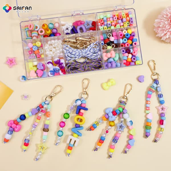 Akryl bogstavperle DIY smykkesæt til armbånd, nøglering og håndlavet tilbehør 350pcs
