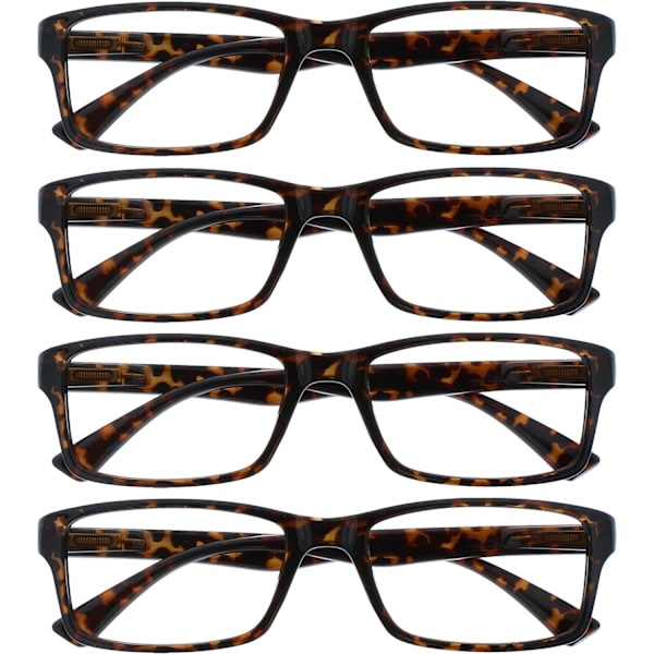 Brun Tortoiseshell Læsebriller Værdi Pakke 4-Pak Designer Stil Mænd Kvinder RRRR92-2 +1.00 Brun Tortoiseshell Brown Tortoiseshell +1.00 Magnification