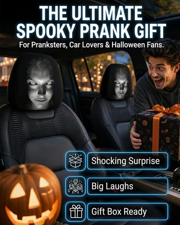 2-pack roliga bilnackstödsskydd, Ghost Face nackstödsskydd, roligt nackstödsskydd för bil, dammskydd för bilbarnstolsnackstöd bilinteriör