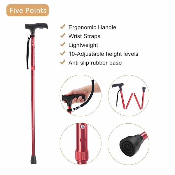 Vandrestave/Trekkingstave/Campingstave Foldbare, Bærbare - Sort