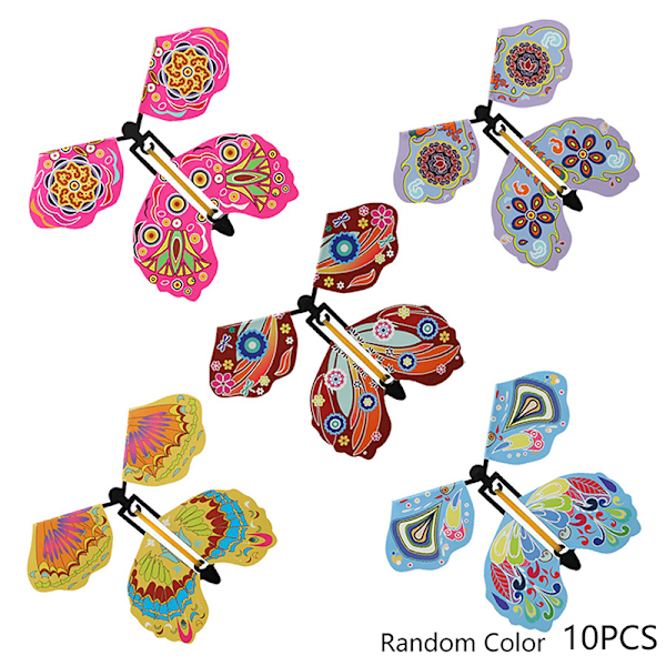 10 st Magic Flygande Fjärilar Uppdragning Leksak På Himlen Bokmärke 12