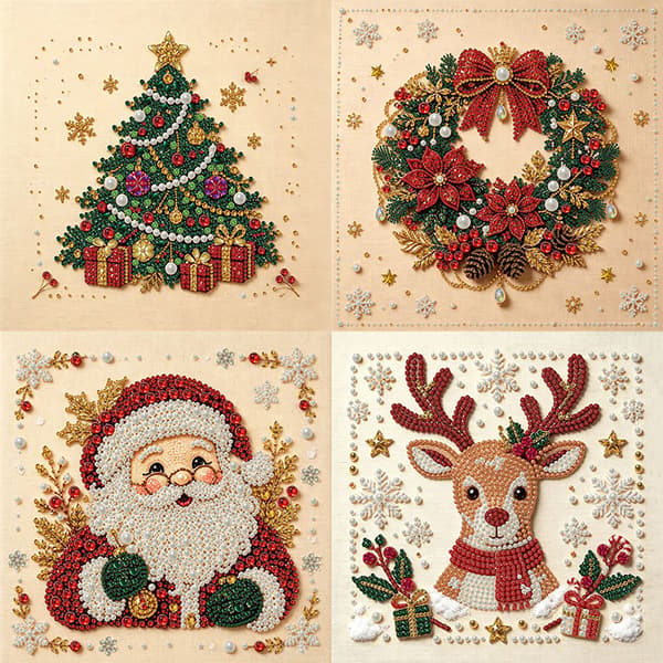 30x30 Diamantmaling Juleperle DIY Håndlaget Rhinestone Dekorasjonssett (size 30X30cm) MS3301