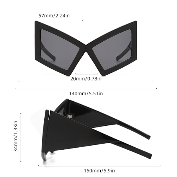 Oversized aviator solbriller til kvinder og mænd, futuristiske motorcykel solbriller{ee} black