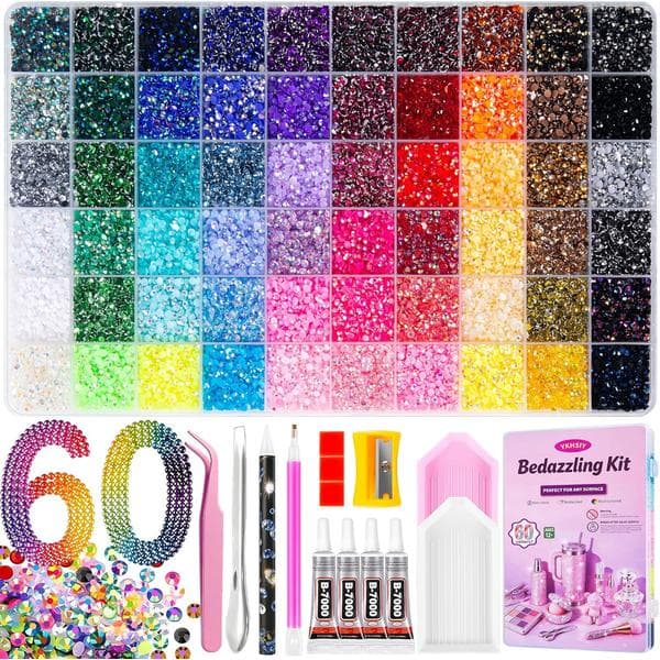 3mm Multi-colored Resin Jelly Rhinestone Set, DIY Colored Resin Jelly Flat-Back Rhinestone Set 60 Colors