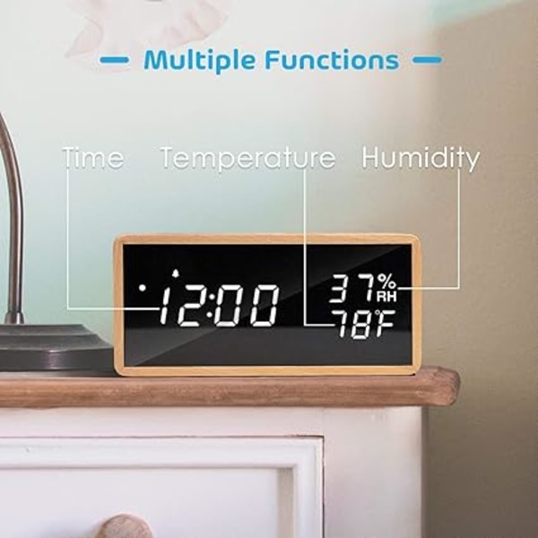 Sängbord väggklocka, trä digitala väckarklockor utan tickande, reklam C