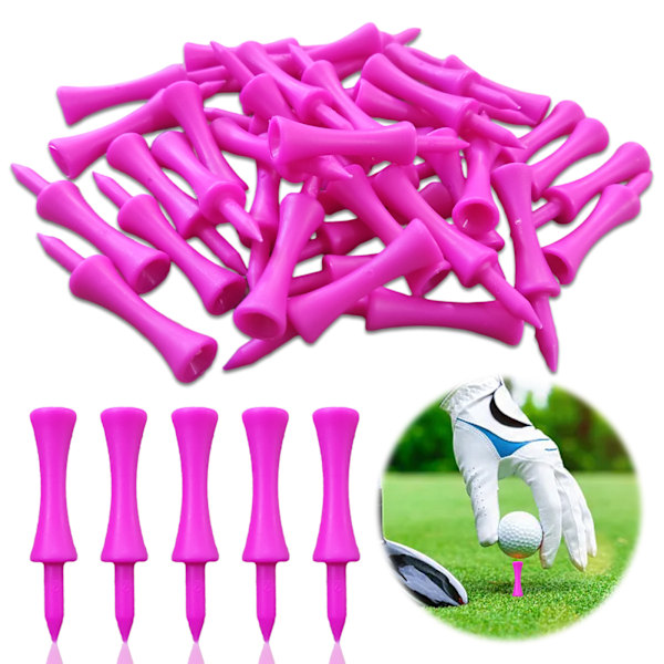 Rosa plastik golf tees 57 mm 40 stk lange castle golf tees 2-1/4 tommer